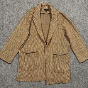 J. Crew Sophie Sweater Blazer Size M Brown Chevron Open Front Wool Blend Preppy